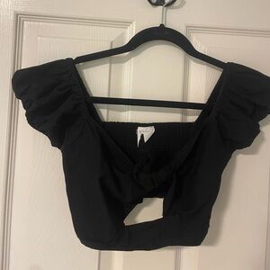 Urban Outfitters Black Cropped top with tie in the front